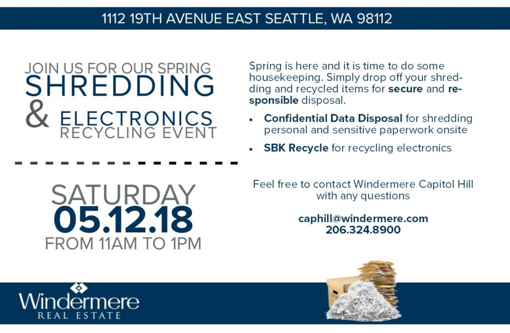 Free Document Shredding & Electronic Recycling Event 5/12