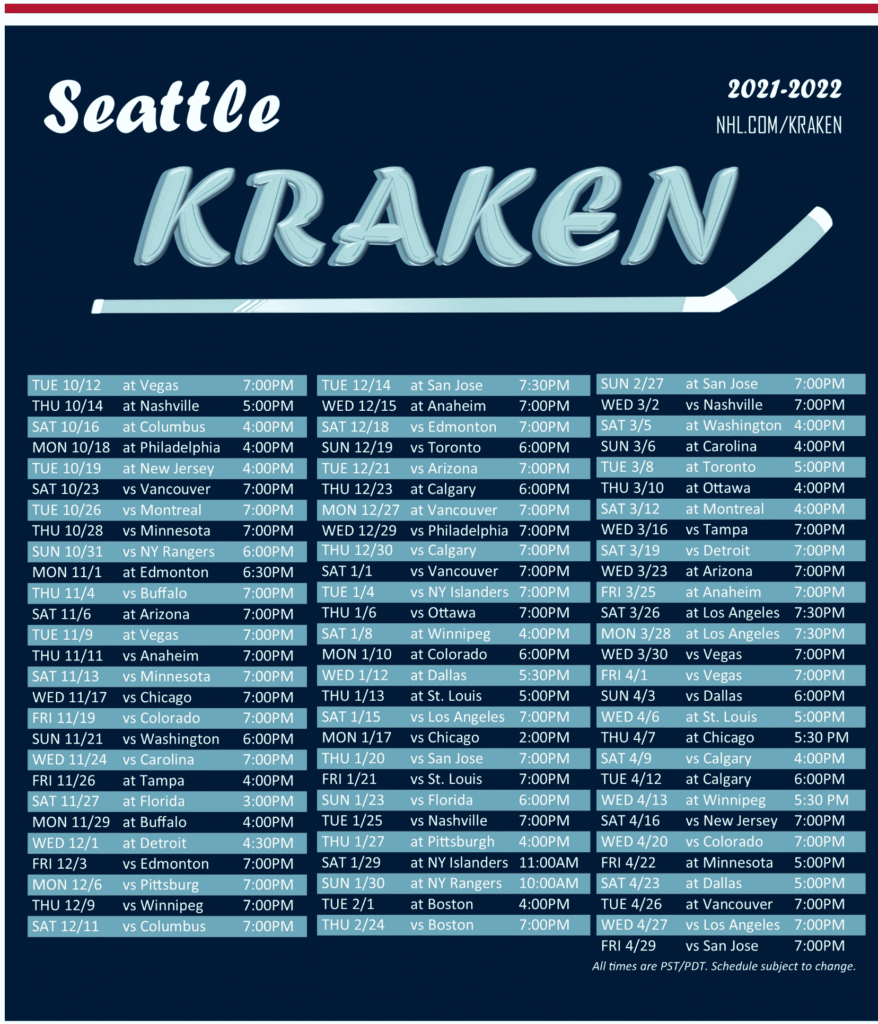 Kraken Schedule 2024 24 Tickets Else Nollie